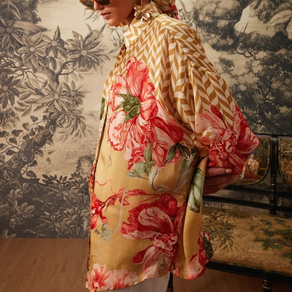 Kalista Button-Up Three Quarter Sleeve Blouse